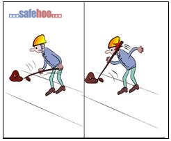 鐵釬撬粘溝鐵反彈，造成臉部傷害