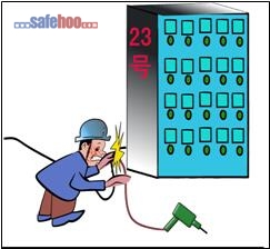 違章接電，造成左臉燒傷