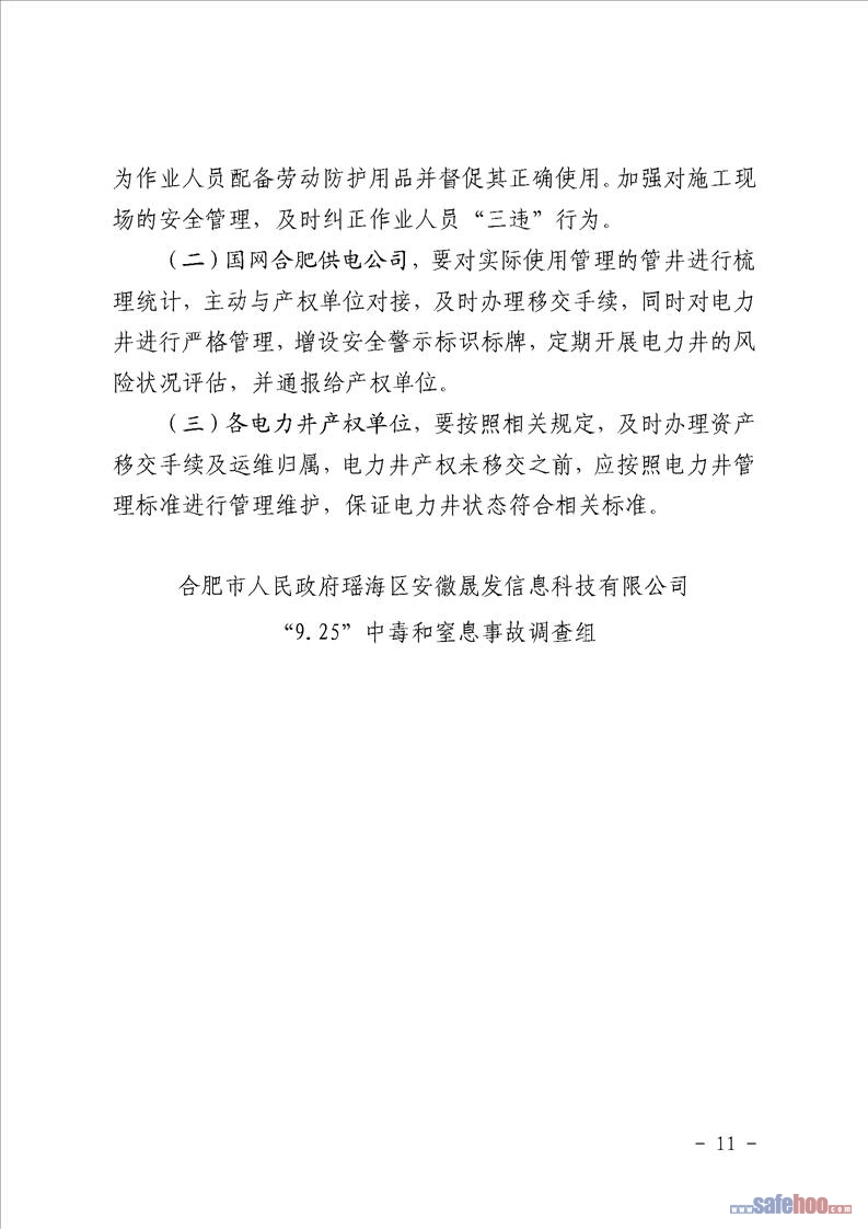 瑤海區安徽晟發信息科技有限公司“9·25”中毒和窒息事故調查報告