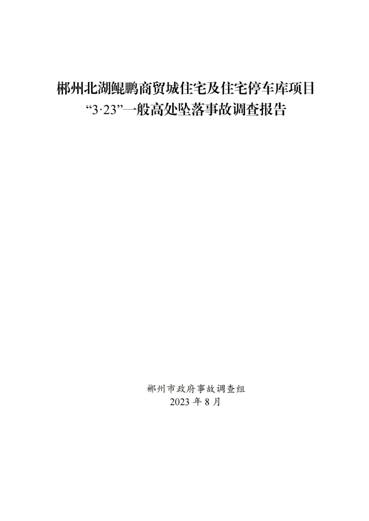 郴州北湖鯤鵬商貿城“3.23”事故調查報告