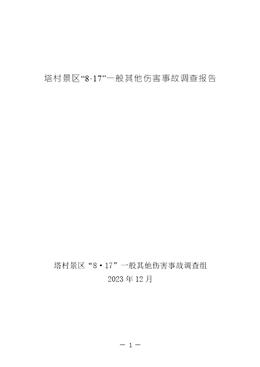 塔村景區“8·17”一般其他傷害事故調查調查報告