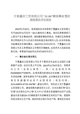 寧夏鑫欣工貿(mào)有限公司“11·04”瞞報(bào)事故整改措施落實(shí)評(píng)估報(bào)告