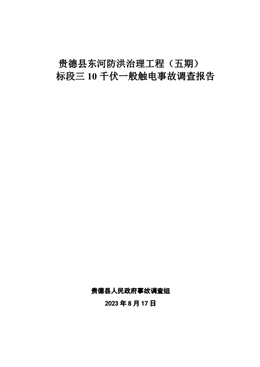 貴德縣東河防洪治理工程（五期）標段三10千伏一般觸電事故調查報告