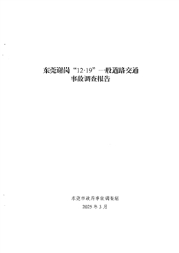 東莞謝崗“12·19”一般道路交通事故調查報告