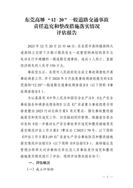 東莞高埗“12·20”一般道路交通事故防范整改措施和責任追究落實情況評估報告